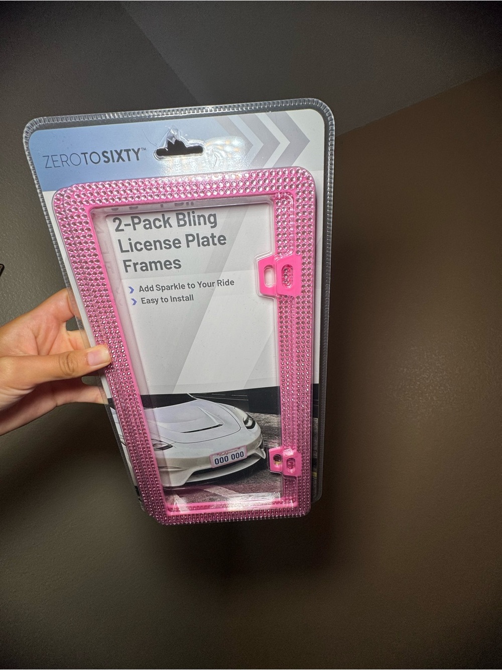 ZeroToSixty Pink Bling License Plate Frame - 2-Pack